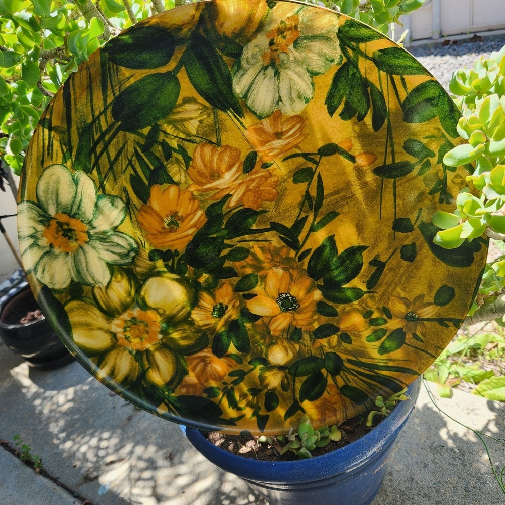 1960's Flower Power Fiberglass Large 17" Serving Tray MCM Time Capsule Condition